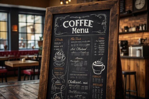 Foto menu della caffetteria chalkboard