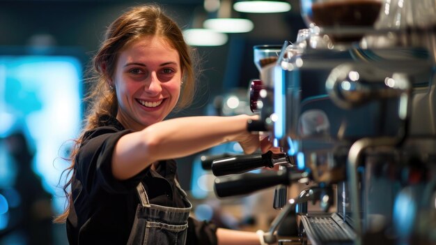 Photo coffee shop delight barista and customer interaction