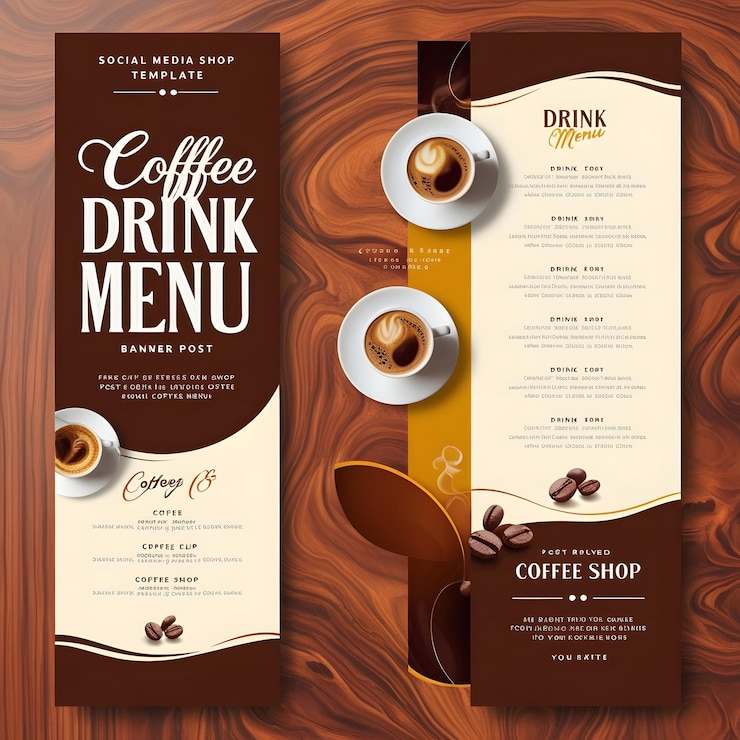 Photo coffee shop drink menu promotion social media post banner template