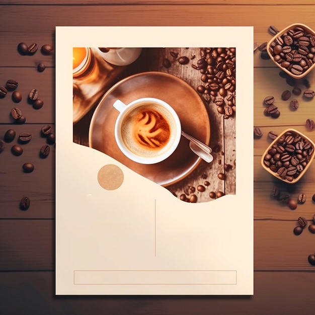 coffee shop flyer template image in light realistic representation style soft edges