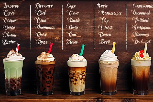 Photo a coffee shop menu board with various drink options