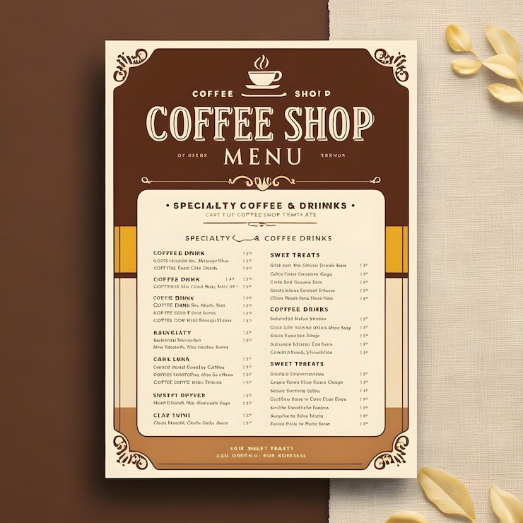 Photo coffee shop menu card template