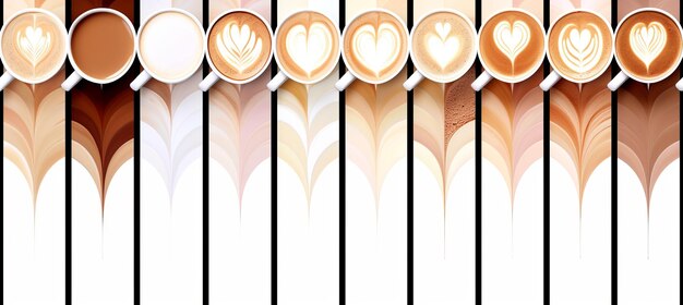 Photo coffee shop products collage arranged in segmented style with bright white light ambiance