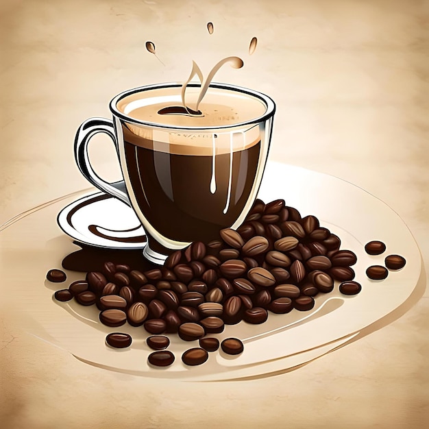 커피 가게 스티커 커피 컵 스플래시 2D 로고