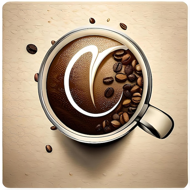 Coffee shop sticker coffee glass with splashes 2D logo