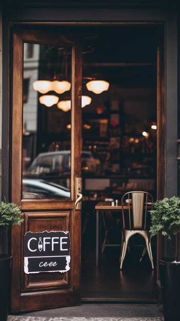 Foto una caffetteria con un cartello che dice caffè su di essa