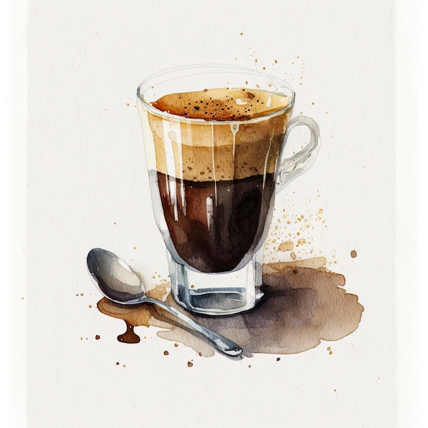 Photo coffee shot, watercolor