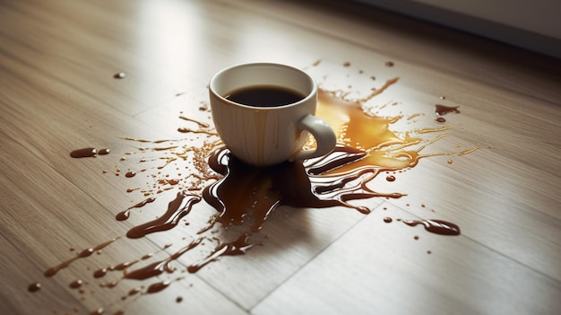 Coffee spill close up