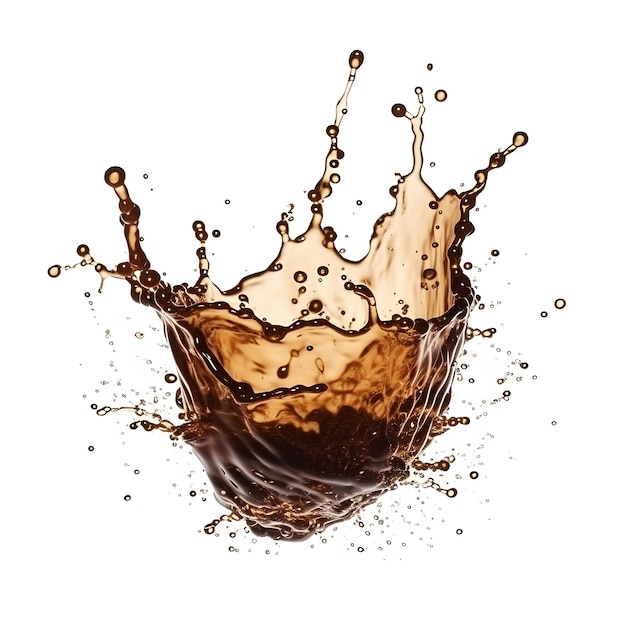 Photo coffee splash isolated on white background generative ai