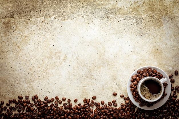 Foto caffè sul tavolo in pietra vista sopra da