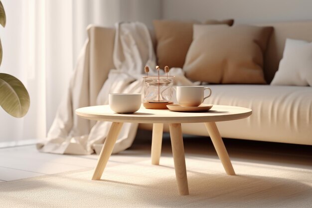 coffee table and sofa in clean and tidy living room