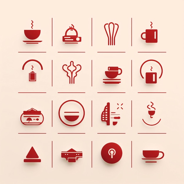 Набор икон для кофе и чая Векторная иллюстрация для вашего дизайна