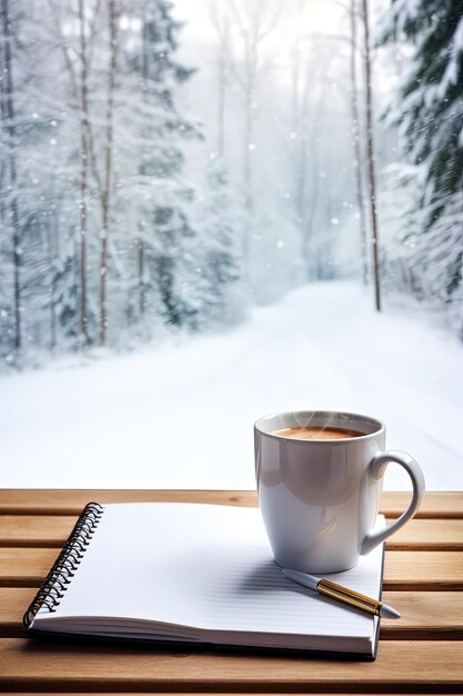 Photo coffee tea in winter background free photo