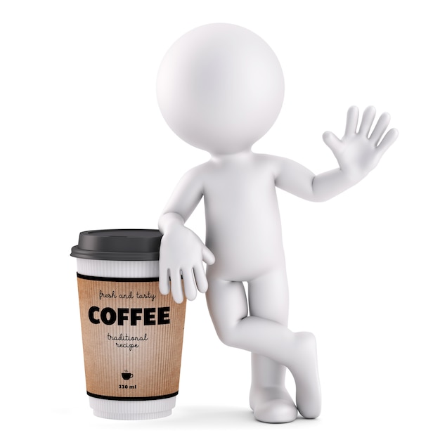 Coffee time. 3D illustration. Isolated. Contains clipping path