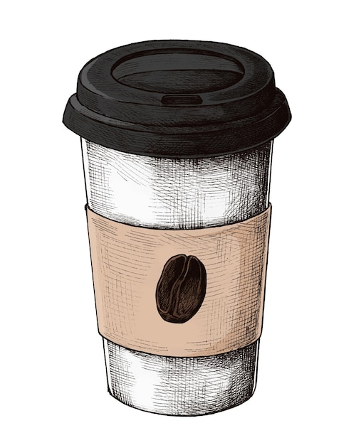 coffee tumbler png vintage sticker illustration transparent background