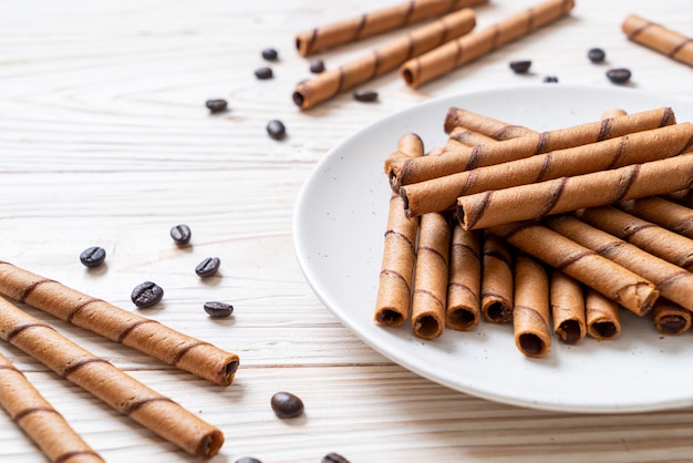 coffee wafer stick roll with cream