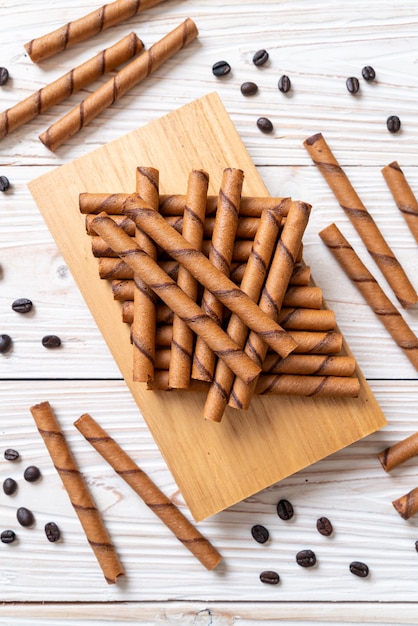 coffee wafer stick roll with cream