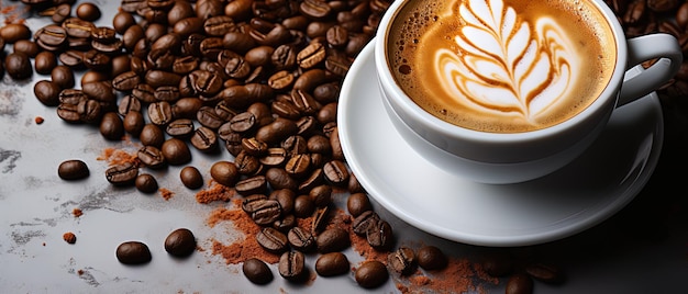 coffee with a cappuccino on a table