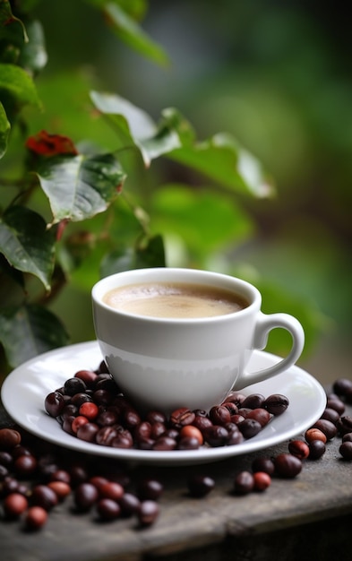 Coffee with coffee beans