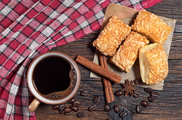 Coffee with cookies on the table