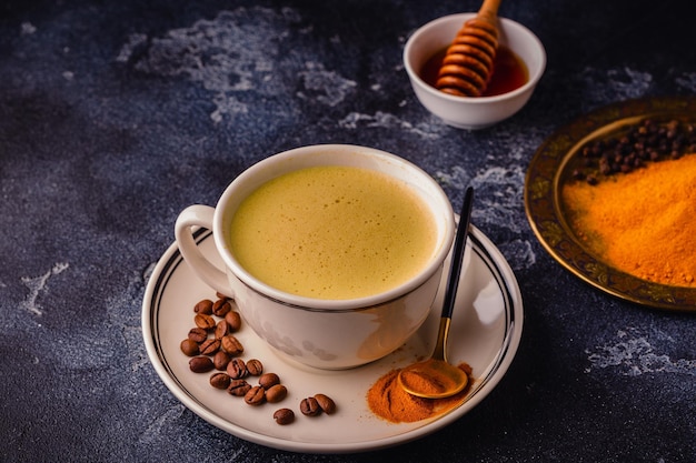 Coffee with turmeric honey and cinnamon