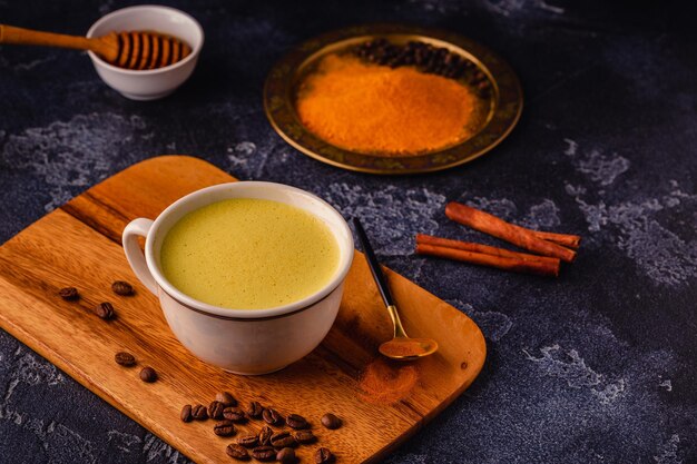 Coffee with turmeric honey and cinnamon