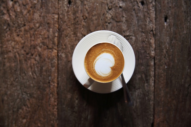 Coffee on wood background