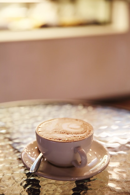 Coffee on wood background