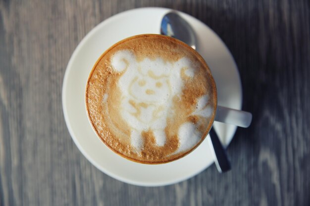 Coffee on wood background