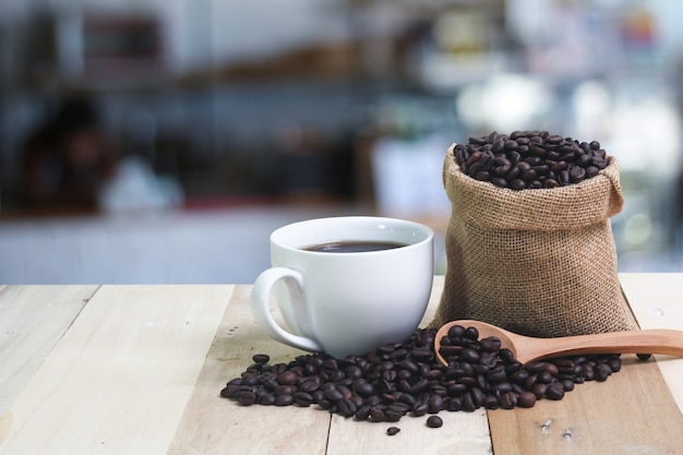 coffee on wood table