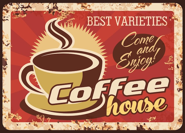 Coffeehouse café warme dranken roestige metalen plaat