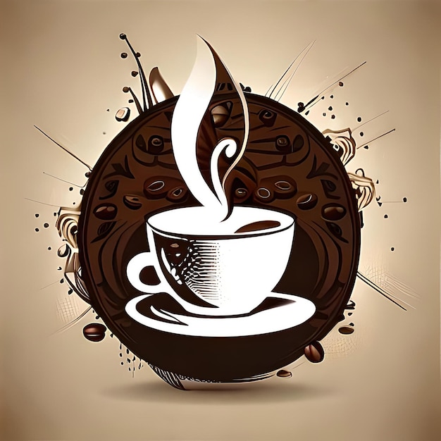 Coffeeshop sticker koffie glas met splashes 2D logo