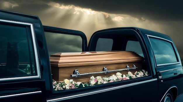 Coffin in hearse