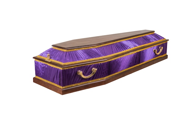 Coffin made of wood. isolated on a white background.