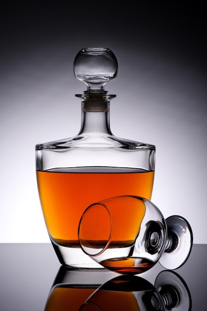 Cognac in bottle and glass