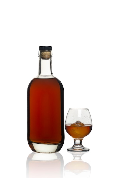 Cognac bottle isolated on white.