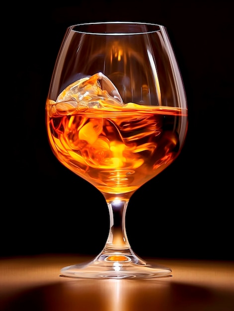 Cognac or brandy in a glass on a black backgroundAI Generated