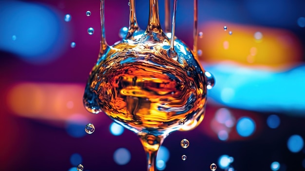 Photo cognac or brandy in a glass with splashes and drops