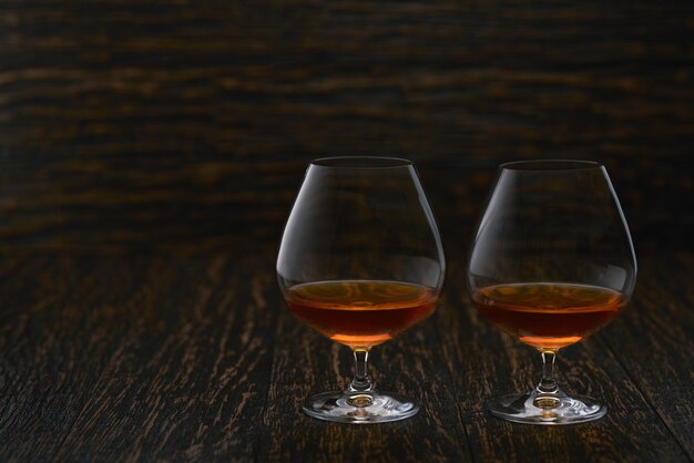 Cognac on a wooden table