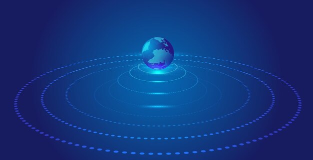 Coilcabine met pixel Earth globalisering internationaal technologieconcept