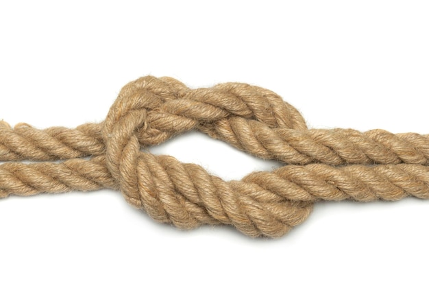 Coiled rope knot isolated over a white background