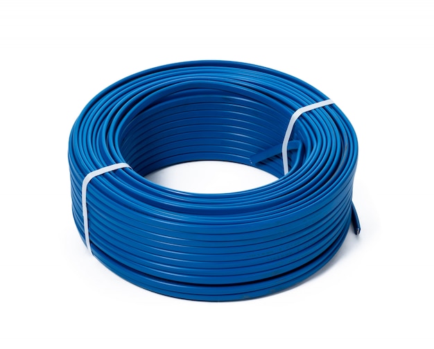 Coils of blue cable isolated