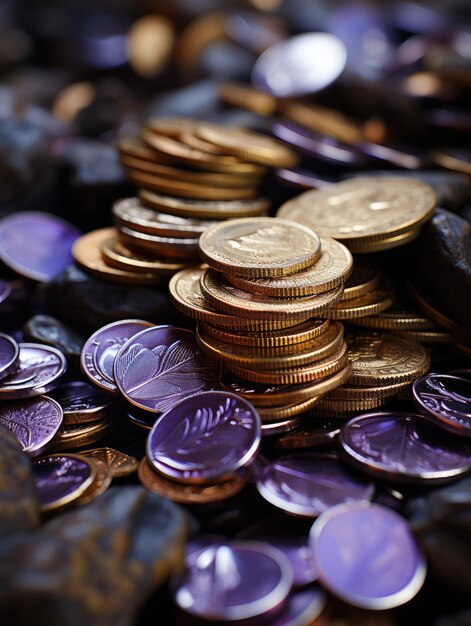 Coin background in purple