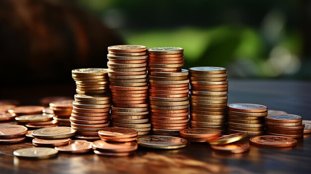 coin blocks stacking is at risk in creating business growth ideas on blur background