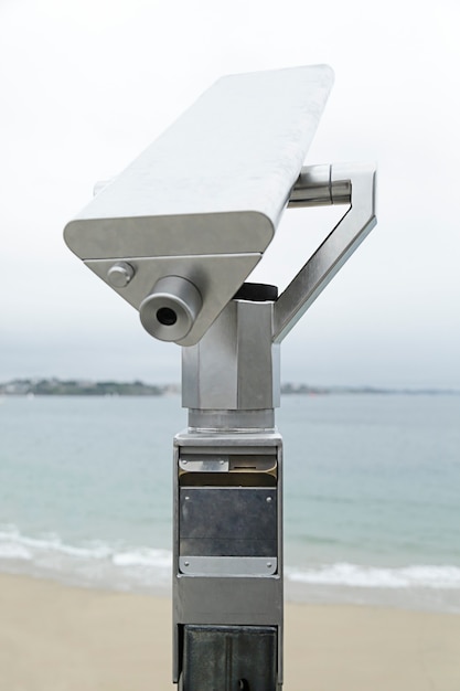 Coin operated telescope in a beach