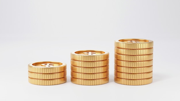 Coin stacks on a white background