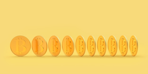 Coin with bitcoin sign in different angles