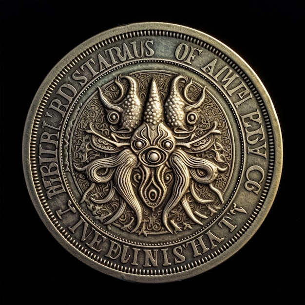 A coin with the word kraken on it