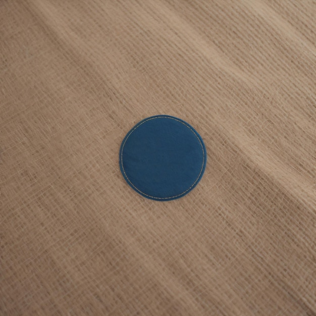 Photo a coin on a wooden surface with a blue circle on it.