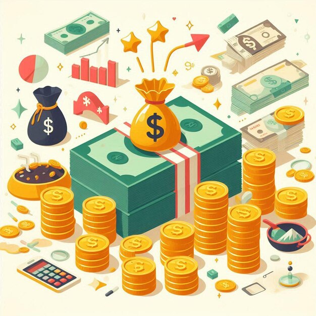 Photo coins and banknotes money gold dollar